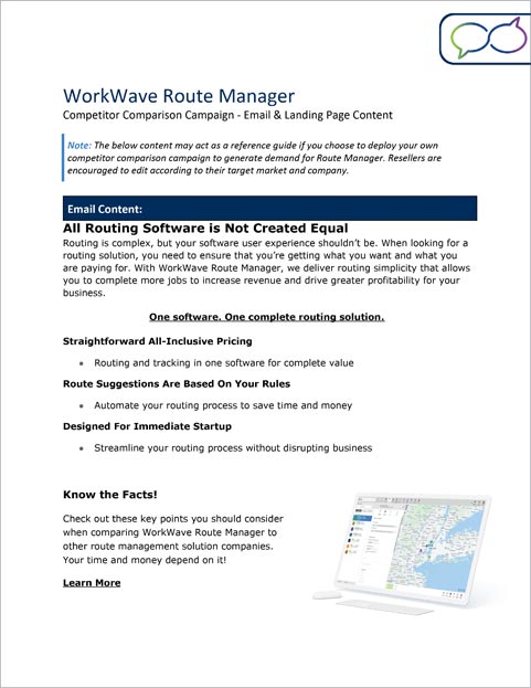 comparison competition email landing page asset