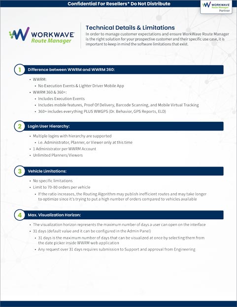 technical limits workwave route manager asset